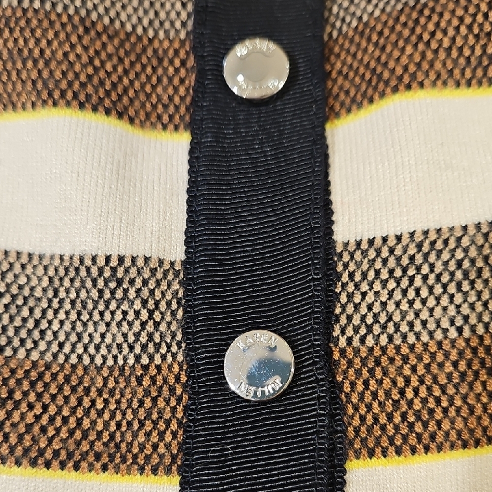 KAREN MILLEN STRIPED SNAP CARDIGAN SIZE 3 - Picture 4 of 11